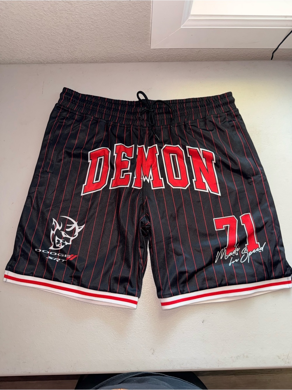 Demon 71 Black & Red Men's Athletic Shorts